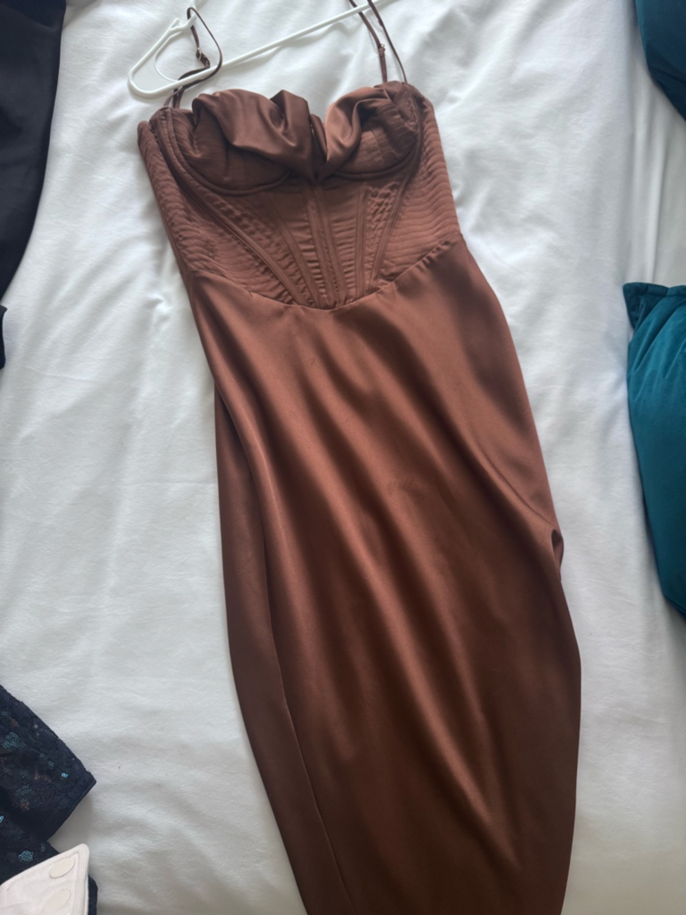 House of CB Brown Satin Dress